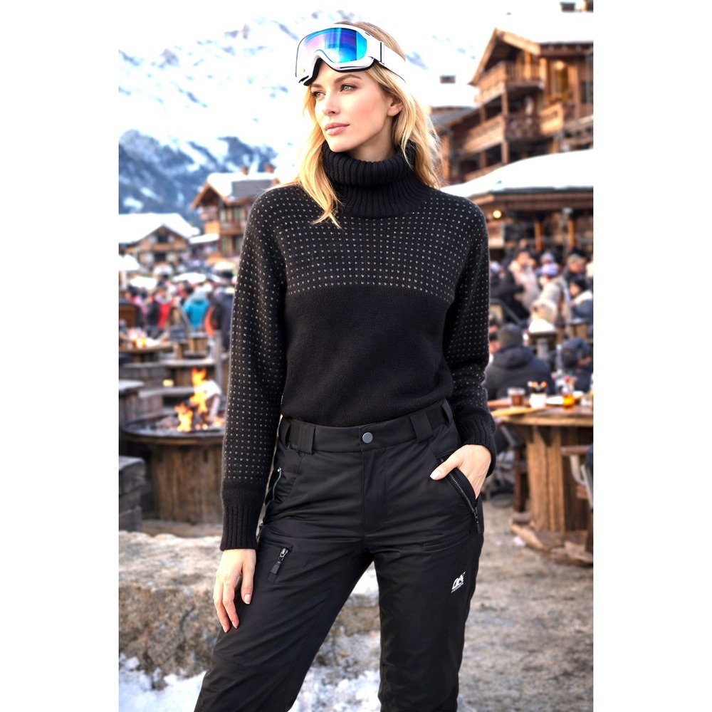 Vintage Faconnable Paris Women's Small 100%‎ Wool Black Turtleneck Sweater Dots